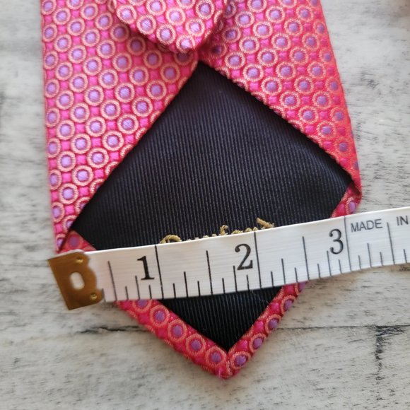 Oxxford Clothes Pink and Purple Geometric Print Silk Tie 61" x 3.25" - Picture 6 of 9